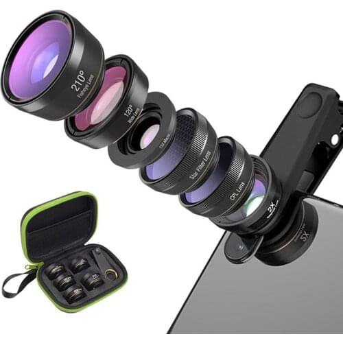 6-in-1 Fisheye Wide Angle Macro Extended Polarized Starlight Set Universal External Mobile Phone Lens