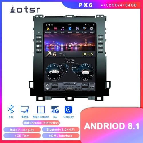 Tesla style Android 8.1 GPS Navigation Car DVD Player For Toyota Land Cruiser Prado120 2002+ Auto radio stereo multimedia player