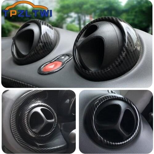 Car Styling 4pcs/Set For Smart 453 Fortwo Forfour 2015-2019 Air Outlet Conditioning Cover Carbon fiber Frame Car Accessories