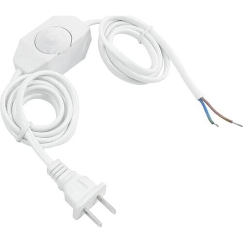 White Lamp Power Cord w Dimmer Switch AC 250V/110V US Plug