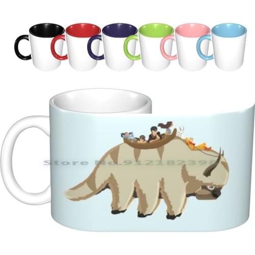 Team On Appa Ceramic Mugs Coffee Cups Milk Tea Mug The Last Airbender The Last Airbender Aang Katara Zuko Toph Sokka Momo Appa