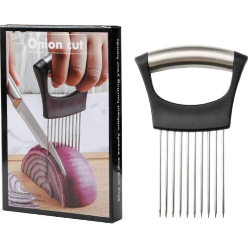 1PCS Stainless Steel Onion Cutter Holder Vegetable Slicer Tools Meat Fork Potato Tomato Cut Holder Gadgets kitchen accessories