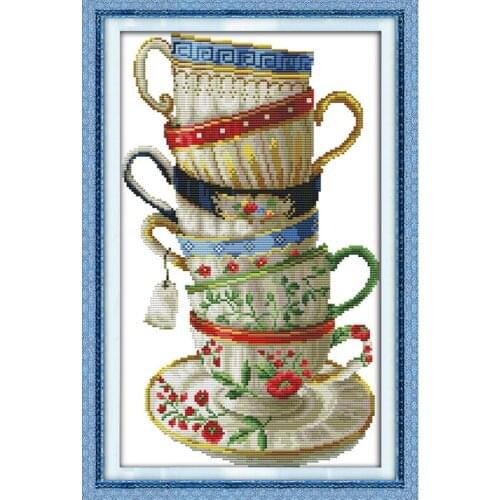 Elegant coffee cup counted printed on the canvas 11CT 14CT DIY kit Cross Stitch embroidery needlework Sets home decor