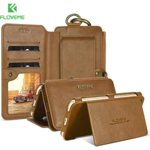 FLOVEME Luxury Leather Phone Bag Case For iPhone X 8 7 6 6s Plus Cover Retro Classic Wallet Bag Cover For iPhone 8 7 6 s Plus