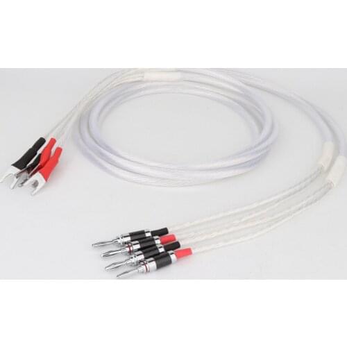 Hi-end Pair HiFi Audio Speaker Cable Silver Plated with Banana Plug Y Spade Plug Banana to Banana Cable Loudspeaker Wire HiFi