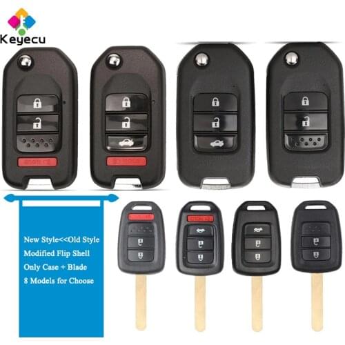 KEYECU Modified New Old Style Flip Remote Car Key Shell Case Cover With 2 3 4 Buttons for Honda CRV CR-V Accord Civic Fit Pilot