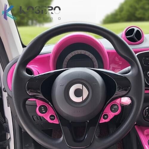 Car Steering Wheel Button Decoration Cover Protection Sticker Interior Styling Accessories For Mercedes Smart 453 fortwo forfour