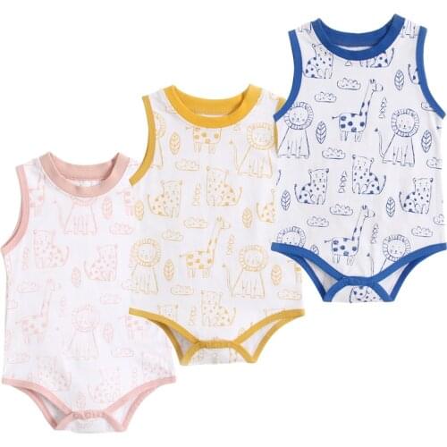 Sanlutoz Cotton Baby Boys Girls Sleeveless Bodysuit Unisex Infants Cartoon Summer Clothes