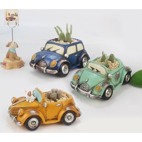 Creative Flowerpot Cars Planter Resin Garden Succulent Plants Bonsai Flower Pot Decoration Indoor Macetas Home Accessories