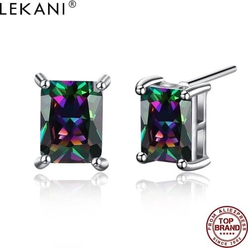 LEKANI Aurora Polaris Square Earrings Claw Inlay Cubic Zircon Earring For Teen Girl Women Fashion Jewelry Gift Best Selling