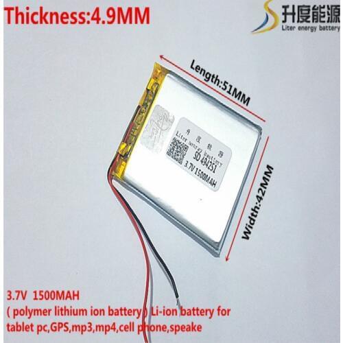 Best battery brand 494251 3.7V 1500mAh lithium polymer battery MP3 MP4 navigation instruments small toys and other products Univ