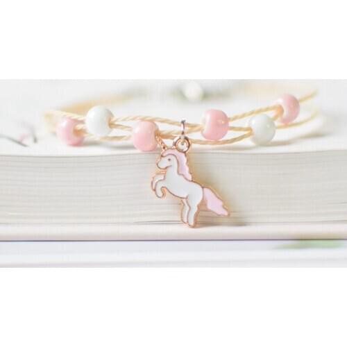Cute Unicorn Pendants Charm Bracelet For Women Girls Simple Ceramic Beads Bracelets Friendship Jewelry