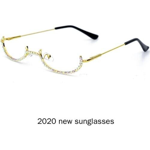 MINCL/ Diamond Punk Sunglasses Frames Rhinestone Eyeglasses Frames For Women Oval Sunglasses Frames For Men Eyewear UV400 NX