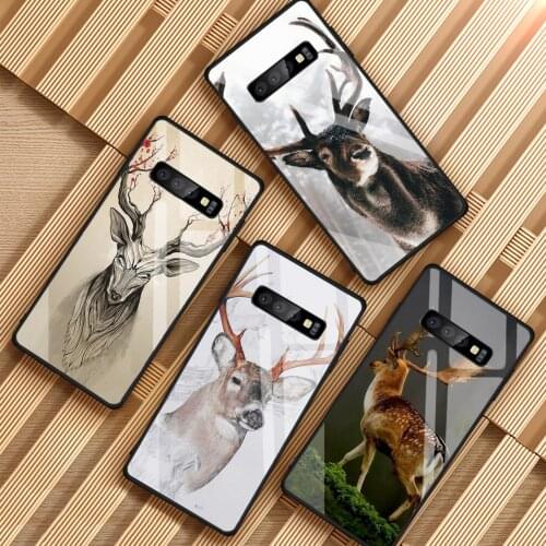 Minimalist animal deer Minimalistic animals Tempered Glass Phone Case For Samsung Galaxy A6 A6S A8 A8S J6 J8 2018 S8 S9 S10 PLUS