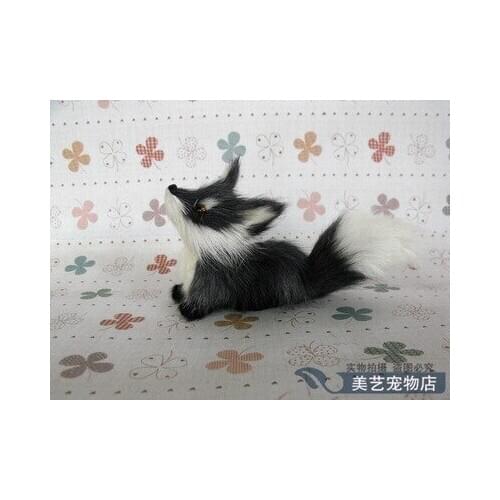 Simulation small light grey fox 15x6x8cm toy model polyethylene&furs fox model home decoration props ,model birthday gift d045