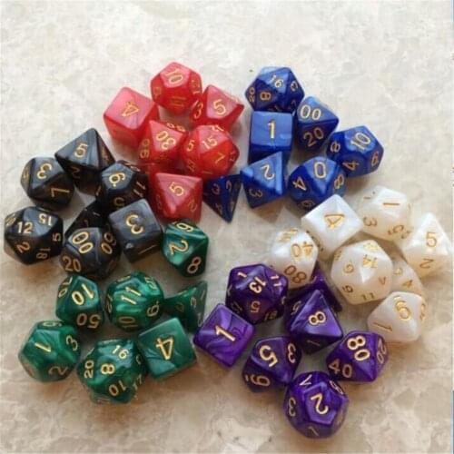 Polyhedral Dice Set Double-Colors Gold Numbers of D4 D6 D8 D10 D10% D12 D20 for DND RPG MTG Table Games Board Games