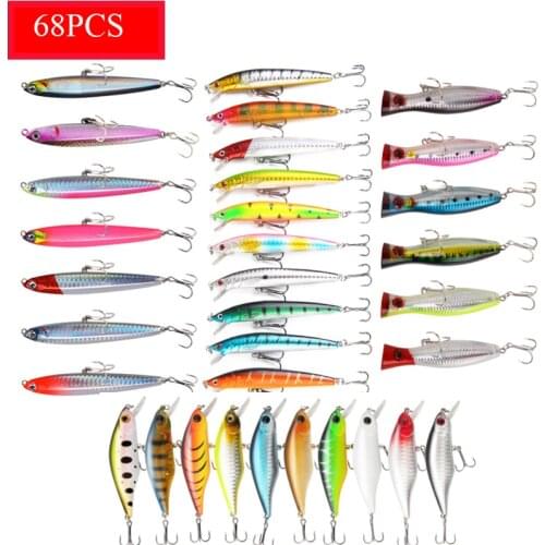 Luya Bait Set Bionic Hard Fishing Bait Almighty Mixed Fishing Lure Kits Crankbait Swimbait Minnow Bait Set Wave Climbing Bait