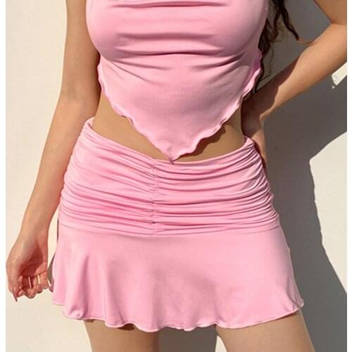 New Skirts For Women Kawaii Pink Korean Style Casual Pleated Skirt Girls 90s Fashion Summer Cute Sweet Student Dance Mini Skirt