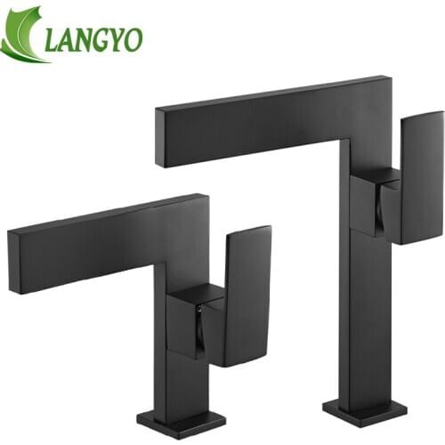 LANGYO New Design Basin Tap Waterfall Solid Brass Faucet Chrome/Black Hot&Cold Water Sink Mixer Faucet BR-2018A118