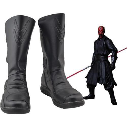 Darth Maul shoes Boots star cosplay costume hero boots custom Black robe cosplay punk pro boots European Size