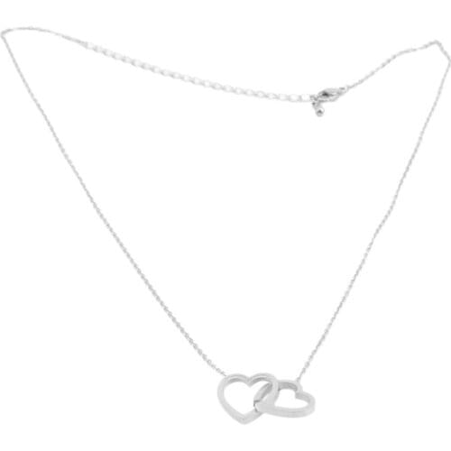 Stainless Steel Necklace For Women Man Hollow Double Heart Rose Gold Choker Pendant Necklace Engagement Jewelry