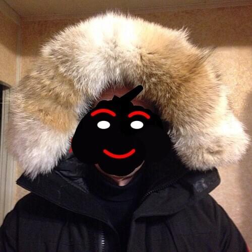 Custom 45-80cm genuine fur coyotes collar men Down coat thick fur trim hood hat collar women real fur collar ring scarf