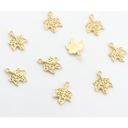 14mm 20pcs/lot Zinc Alloy Golden Mini Cute Maple Leaves Charms Pendant For DIY jewelry making Finding accessories