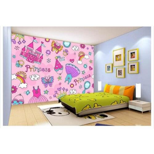 Custom mural 3D non-woven wallpaper Pink Princess Prince childrens room wall mural wall paper Childrens paintings