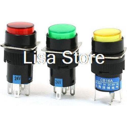 Industry NO NC Light Sign Momentary Round Push Button Switch 24VDC