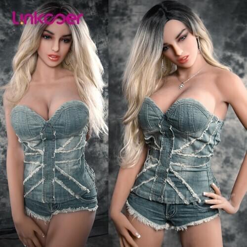 Linkooer 168cm Realitic Silicone Sex Doll Life Size Big Chest Muscle Female Blond Beauty Sexy Toys for Men Oral Anus Vagina