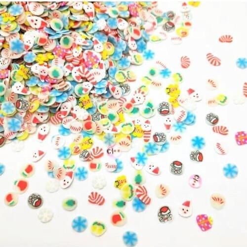 20g/lot 5mm Assorted Christmas Items Polymer Clay for DIY Crafts Christmas Tree Santa Claus Candy Canes Snowman Snowflake Gift