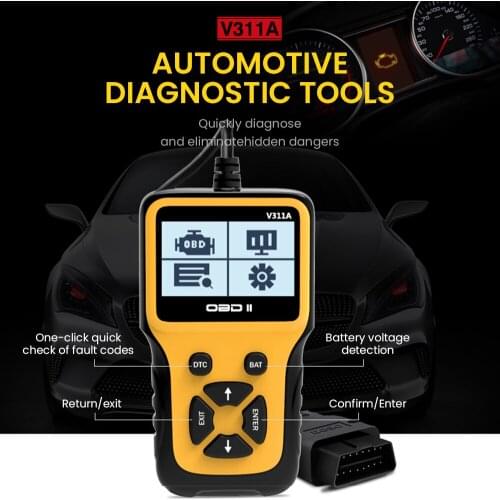 V311A LCD OBD2 Engine Code Reader OBD 2 II Car Scanner Backlit Handheld OBDII Car Diagnostic Scan Tool 12V Fault Code Scanner