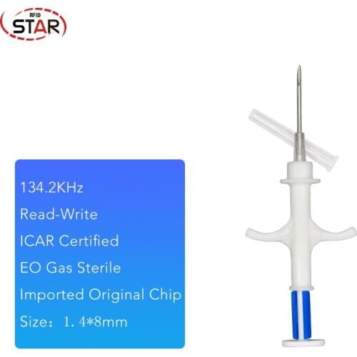 50pcs EM4305 Pet chip 1.4*8mm ISO11784 Dog Microchip Syringe Rfid Animal Id Injector for pet design
