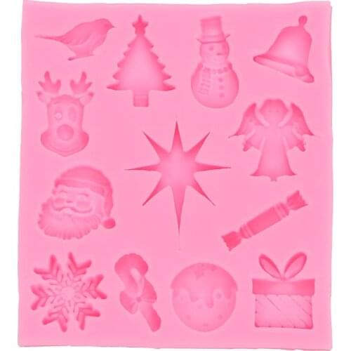 Snowman Christmas tree gift silicone mold fondant cake decoration mold 15-1037