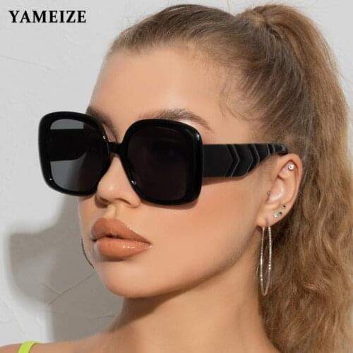 Fashion Oversized Square Sunglasses Women Vintage Punk Eyeglasses Brown Big Frame Stylish Sun Glasses Female Oculos De Sol UV400