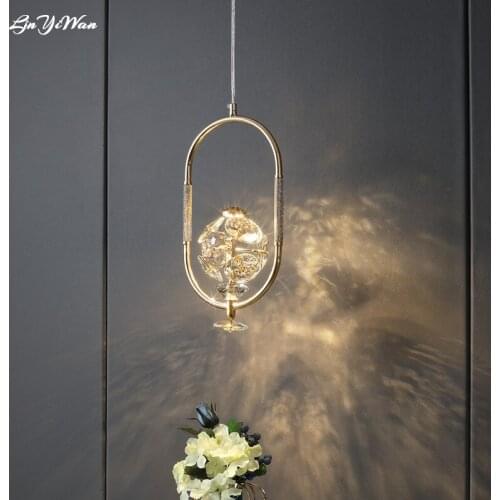 Modern simple creative art bedside chandelier net red bar living room dining room background wall single crystal lamps