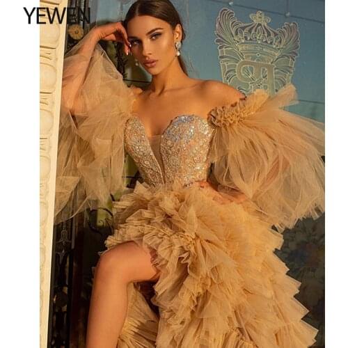 V Neck Tulle Maternity Dress Long Off Shoulder Jewelry Ruffles Photography Dress Photo Prop Dress for Pregnancy Outfit YEWEN