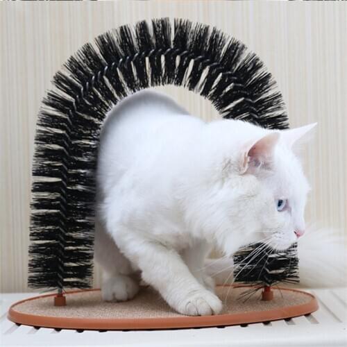 Comfortable Arch Cats Massager Pet Cat Itching Grooming Supplies Round Fleece Base Kitten Toy Scratching Device Brush for Pets