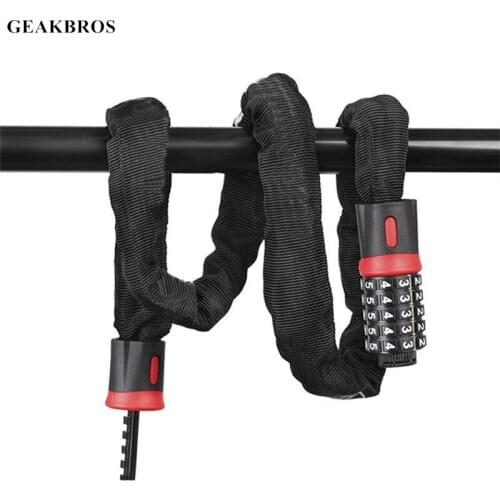 Bicycle Lock Steel Anti Theft Electric Bike Motorbike Security Reinforced Cable Chain Lock Code Password Combination 5 Digit