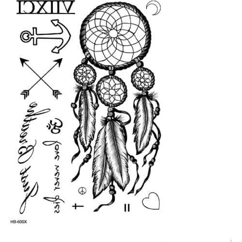 Dreamcatcher Waterproof Temporary Tattoo Sticker Tatuajes Feather Tatoo Sleeve Henna Tattoo Decals Body Art cheap stuff stickers