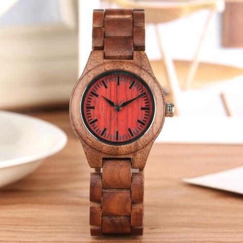 Quarzt Watch Women Natural Handmade Full Wood Watch Walnut Wooden Grain Wrist Watches Female Simple Casual Watches reloj mujer