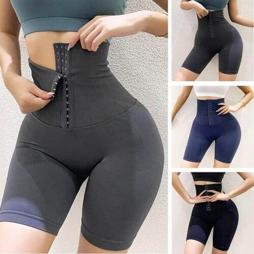 Women Adjustable Sport Leggings High Waist Shape Up Yoga Shorts Waistband Shaper Tummy Control Running Fitness Legging Gym Tight
