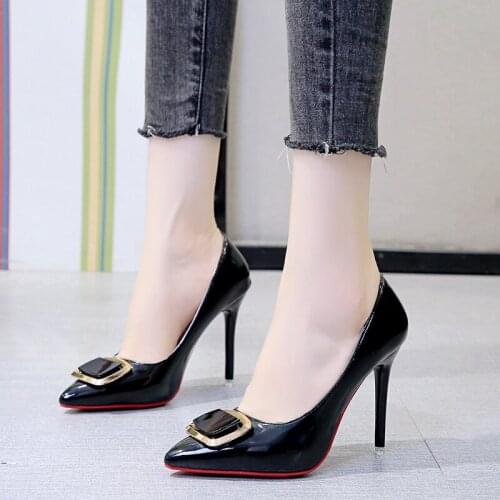 Womens Super High Heels Fashion New Womens High Heels Metal Decoration Sexy Pointed High Heels Womens Shoes
