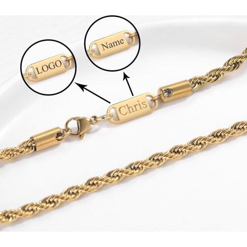 Gold Chain Twisted Rope Chain For Women Stainless Steel Rope Chain Bracelet Anklet Necklace Chain For Women Fashion Jewelry Gift