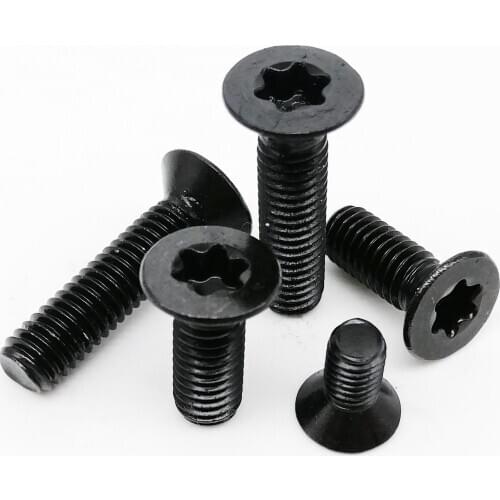 10/50 M2 M2.5 M3 M4 M5 M6 Black 304 Stainless Steel GB2673 Six-Lobe Torx Head Flat Countersunk Screw Six Lobe Bolt Machine screw