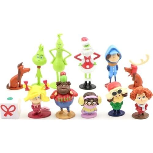 12Pcs/Set Grinche anime figures Max Dog PVC Model How The Grinche Stole Christmas Doll Toys For Children Christmas Gifts