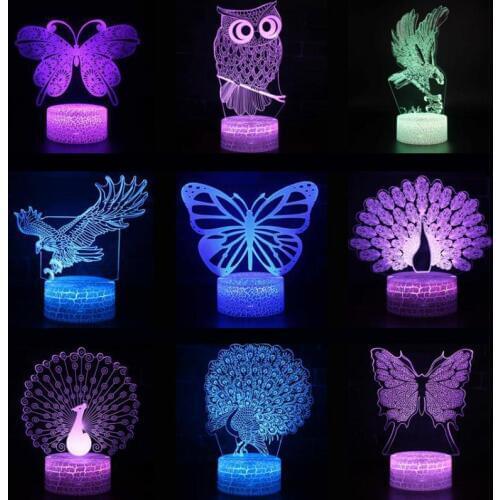 Remote Touch switch Butterfly 3D lamp Classic Owl 3d Table Lamps Led Table Decoration Table Lamps For Living Room