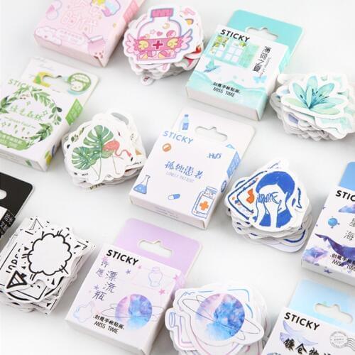 46 Pcs/box Cute Cat Label Kawaii Handmade Adhesive Paper Flake Japan Sticker Scrapbooking Bullet Diary Journal Stationery