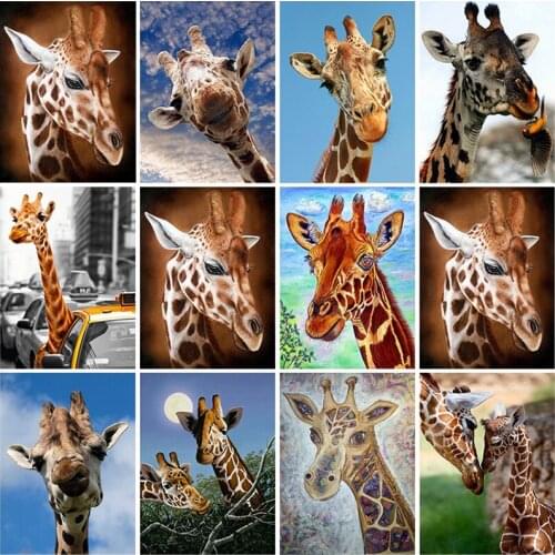 5D DIY Diamond Painting Giraffe Cross Stitch Full Square/Round Drill Animals Diamond Embroidery Mosaic Christmas Home Decoration