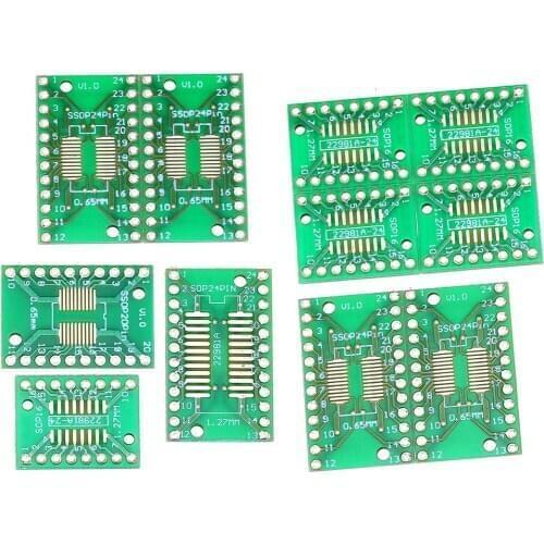 7value*5pcs PCB Board Kit SMD Turn To DIP SOP MSOP SSOP TSSOP SOT23 8 10 14 16 20 24 28 SMT To DIP